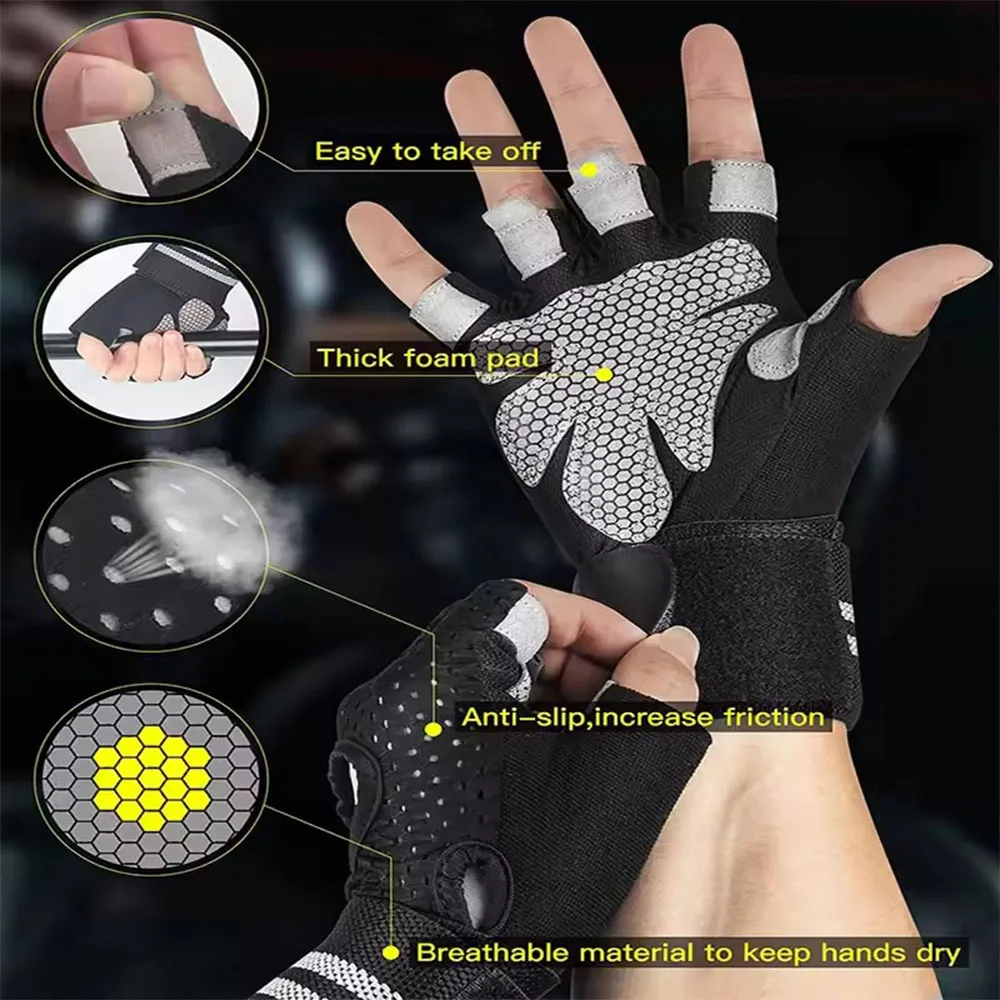 1Pair Half Finger Gym Fitness  - Crossfit Workout With Equipment ulasan dan harga