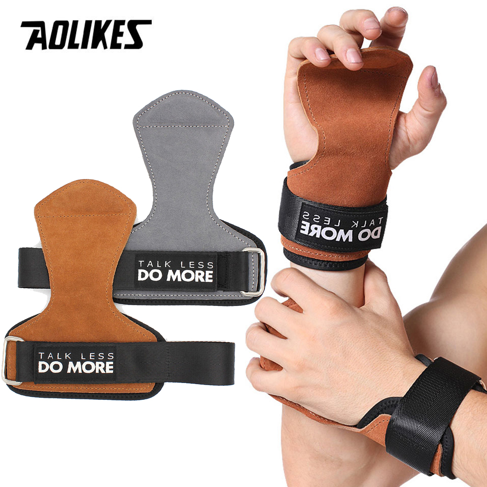 AOLIKES Cowhide Gym Grips Glov - Crossfit Workout With Equipment ulasan dan harga